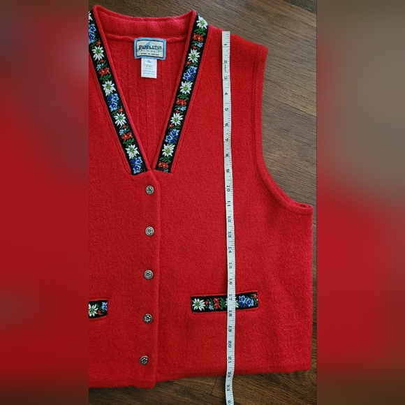 Vintage Pendleton 100% Wool 5 Button Vest, Women's XL, Bright Cherry Red - Picture 8 of 8